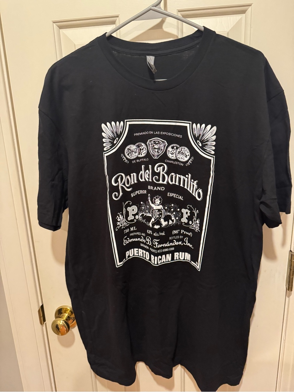 Next Level Apparel Black Short Sleeve Tee with White Puerto Rican Rum Graphic